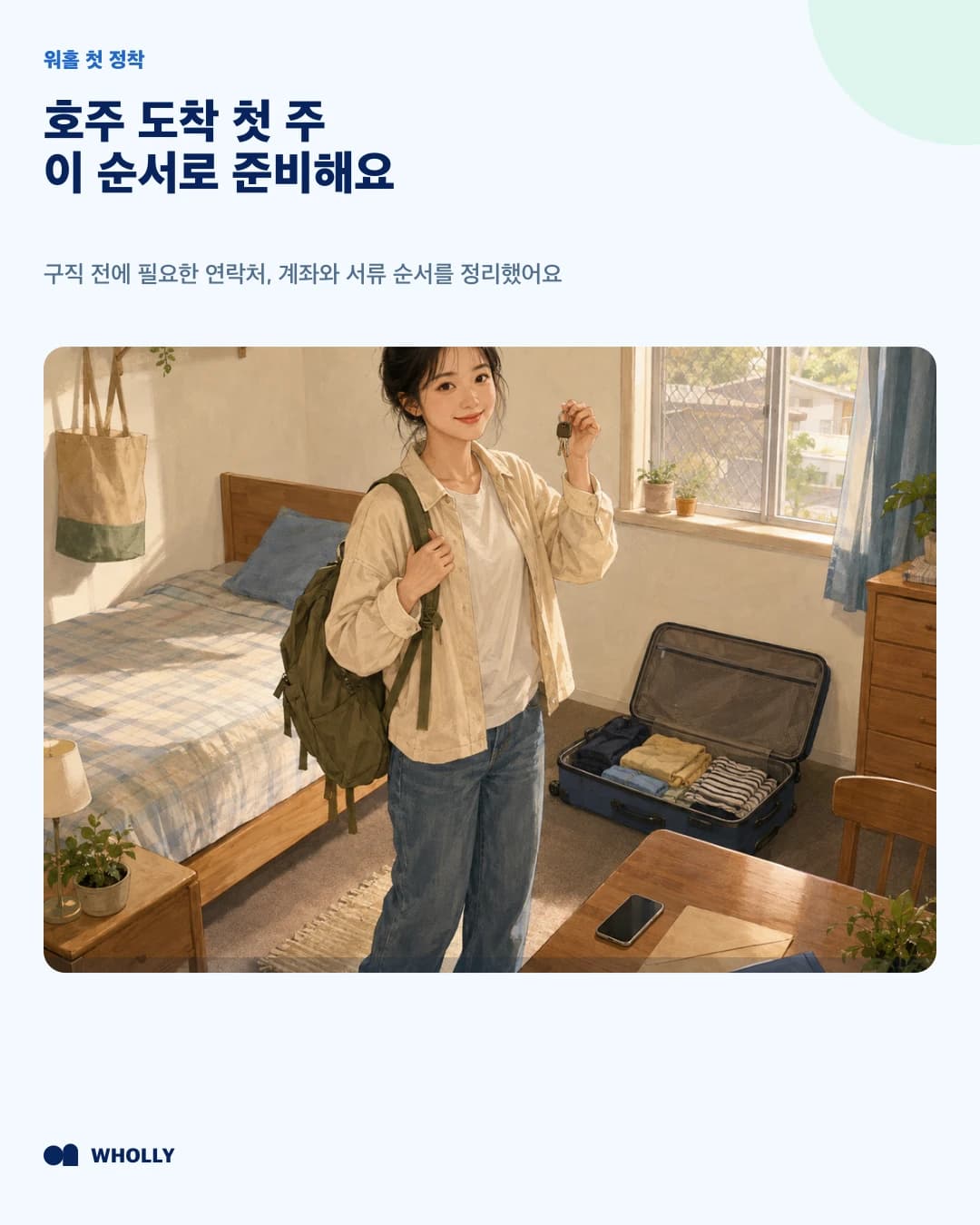 호주 도착 첫 주의 연락처, 계좌와 취업 서류 준비 순서를 소개하는 진입 표지