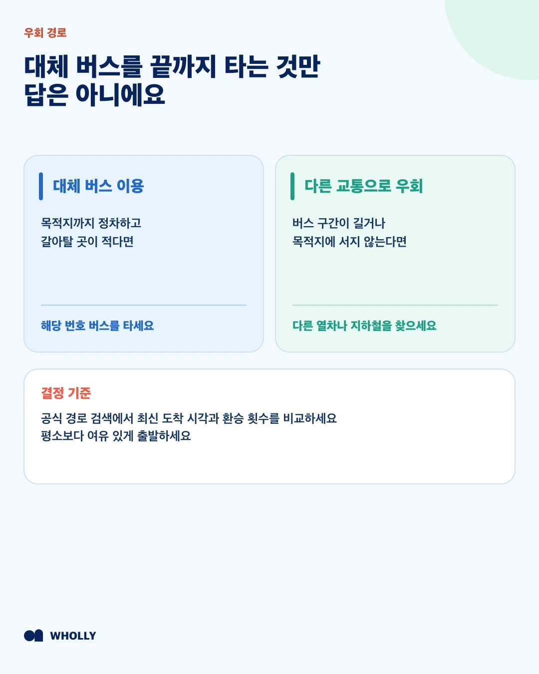 대체 버스와 다른 교통수단의 우회 경로를 비교하는 방법